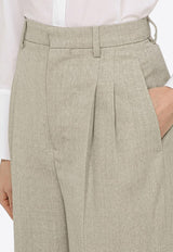 AMI PARIS Straight-Leg Wool Tailored Pants Gray FTR418WV0038/O_AMI-096