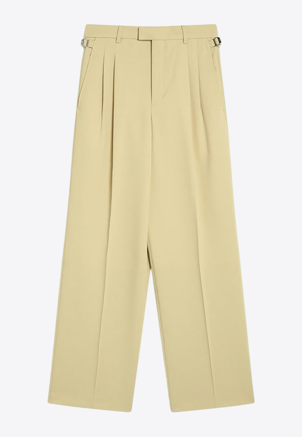 AMI PARIS Wide-Leg Wool Tailored Pants Lime FTR812WV0067/R_AMI-399