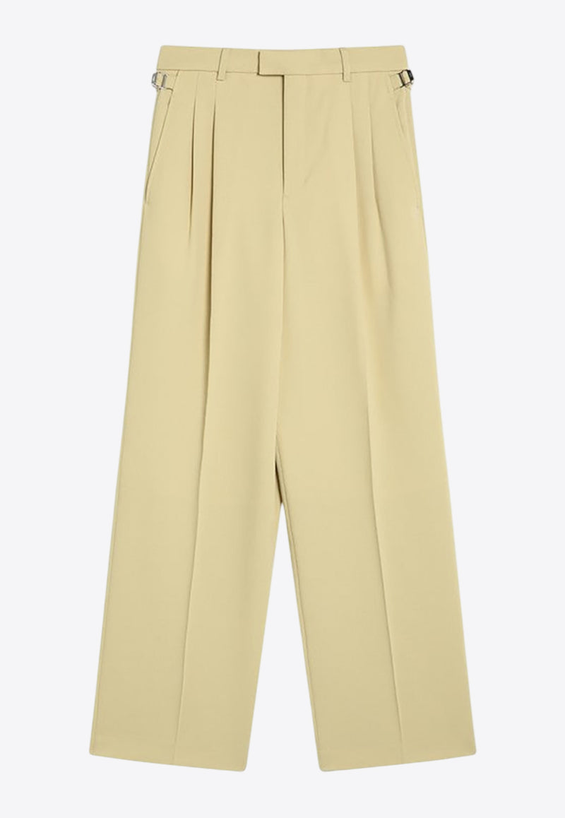 AMI PARIS Wide-Leg Wool Tailored Pants Lime FTR812WV0067/R_AMI-399