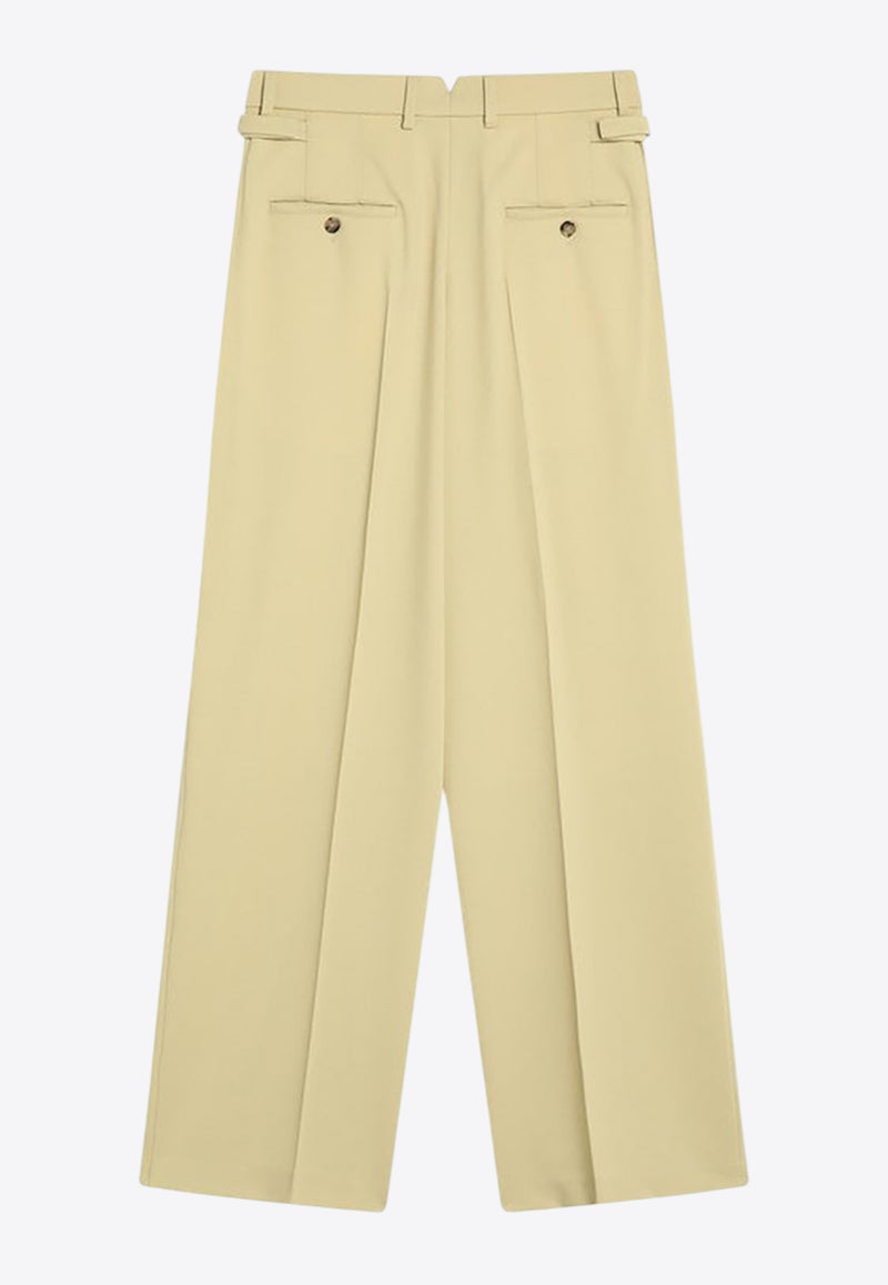 AMI PARIS Wide-Leg Wool Tailored Pants Lime FTR812WV0067/R_AMI-399