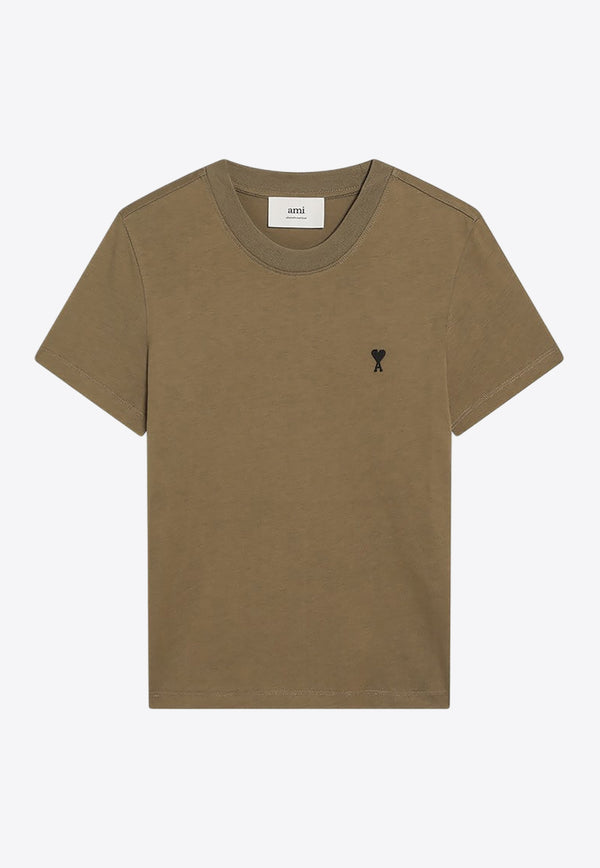 AMI PARIS Ami De Coeur Crewneck T-shirt Brown FTS347724/R_AMI-298
