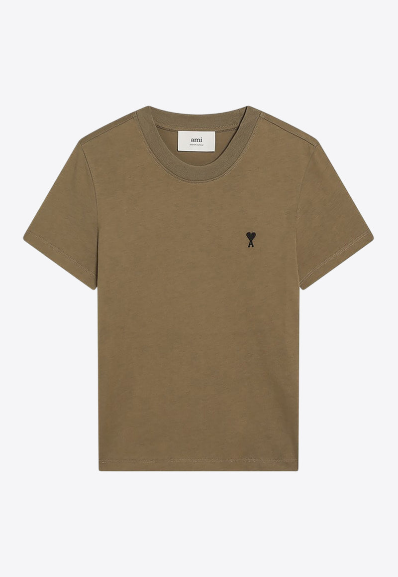 AMI PARIS Ami De Coeur Crewneck T-shirt Brown FTS347724/R_AMI-298