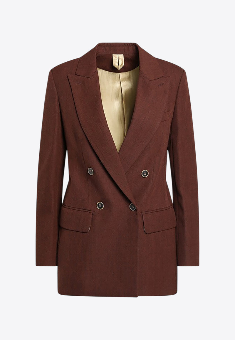 Max Mara Fumetto Double-Breasted Jacket in Wool Chestnut FUMETTOCO/R_MAXM-002