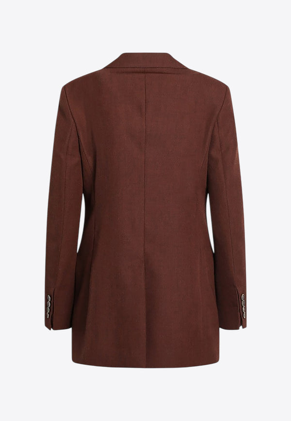Max Mara Fumetto Double-Breasted Jacket in Wool Chestnut FUMETTOCO/R_MAXM-002