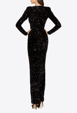 Zeena Zaki Sequined V-neck Gown Black FW20/21-20-BLKBLACK