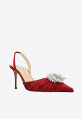 Mach & Mach Galaxy 85 Crystal-Embellished Satin Slingback Pumps FW24-S0821-85-CRP-BDXMAROON