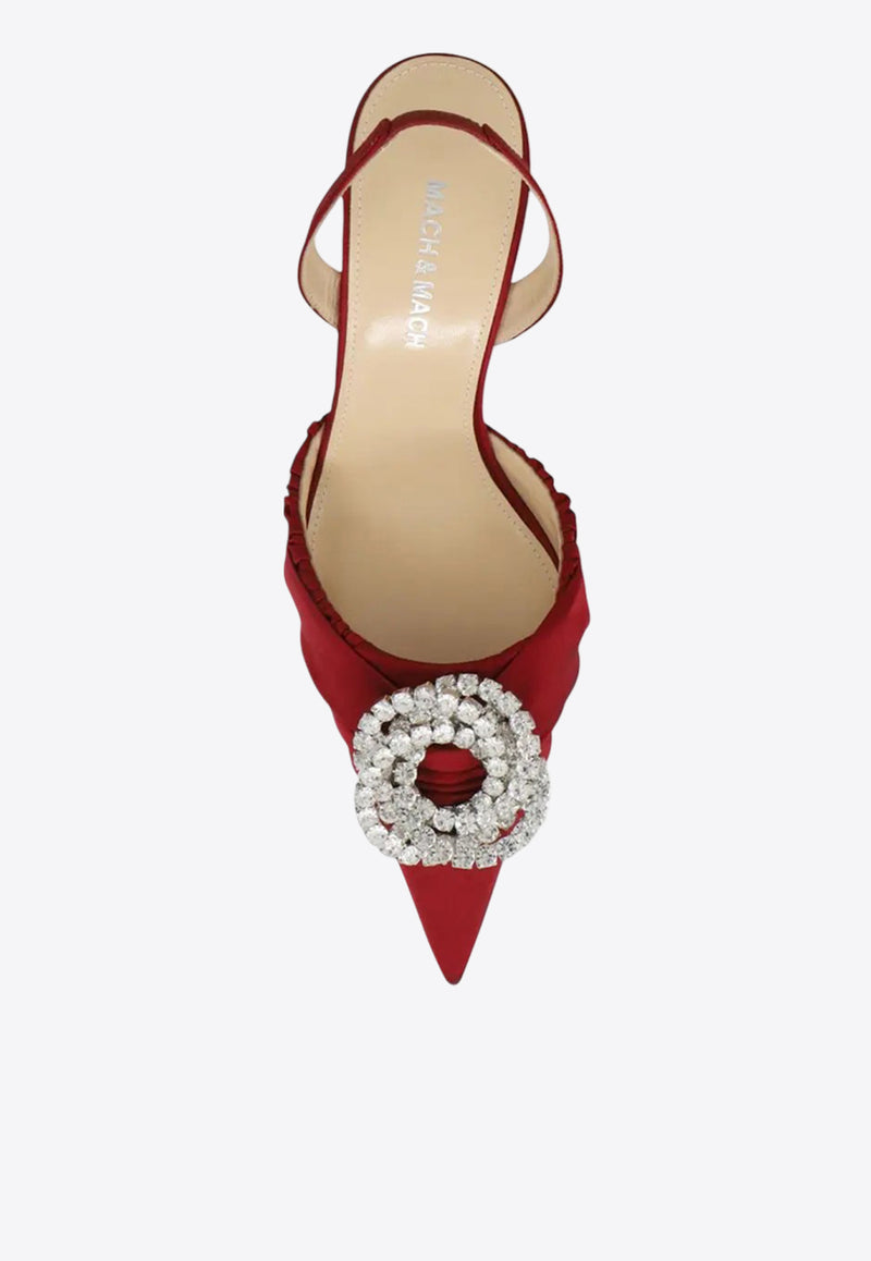 Mach & Mach Galaxy 85 Crystal-Embellished Satin Slingback Pumps FW24-S0821-85-CRP-BDXMAROON