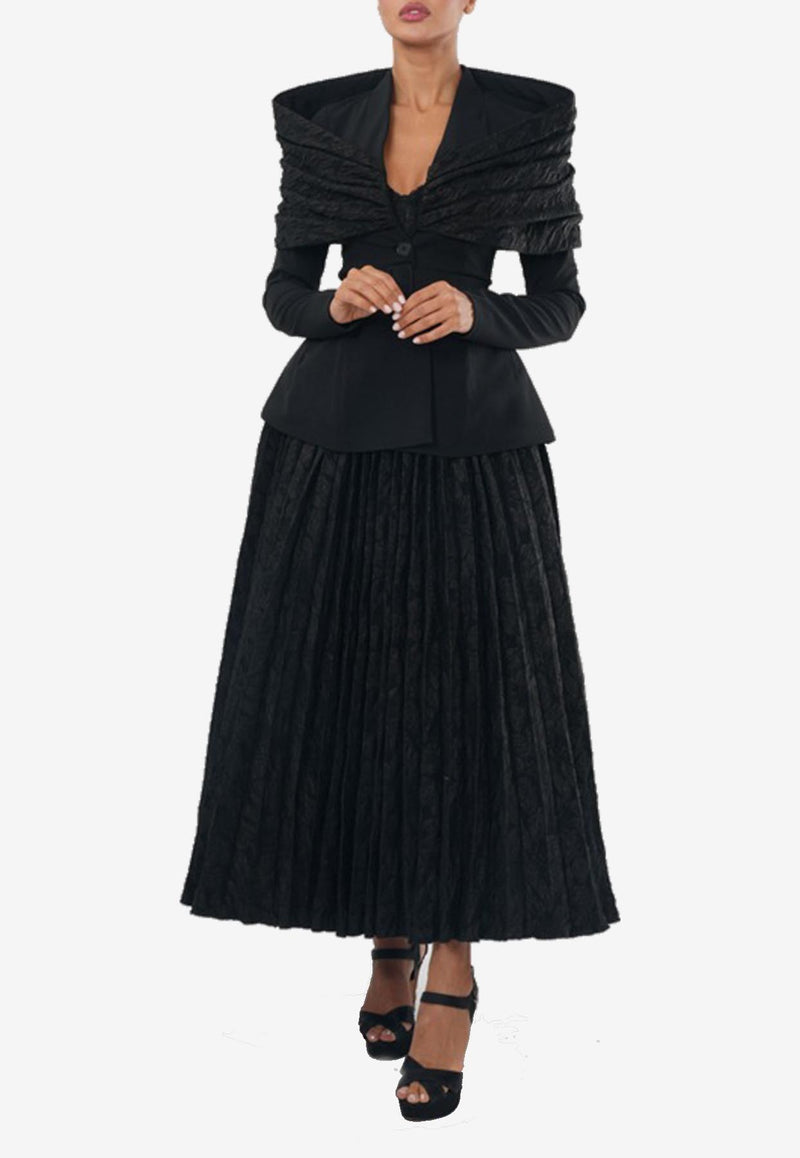 Zeena Zaki Pleated Maxi Dress with Jacket FW24/25-16-BLK Black