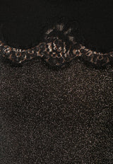 Dolce & Gabbana Crewneck Top with Lace-Insert Black FX634T JAMT2 S9000