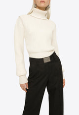 Dolce & Gabbana Ribbed Knit Wool Turtleneck Sweater White FXB57T JCVP0 W4335