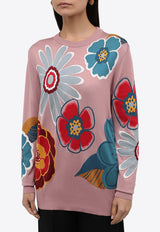 Dolce & Gabbana Crewneck Floral Silk Sweater Multicolor FXD08T JASPL S9000