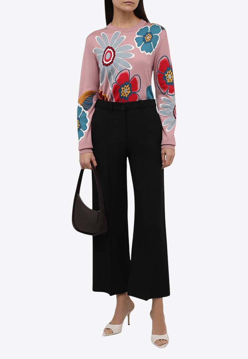 Dolce & Gabbana Crewneck Floral Silk Sweater Multicolor FXD08T JASPL S9000