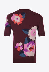 Dolce & Gabbana Crewneck Floral Silk Top Burgundy FXD75T JASPC S9000