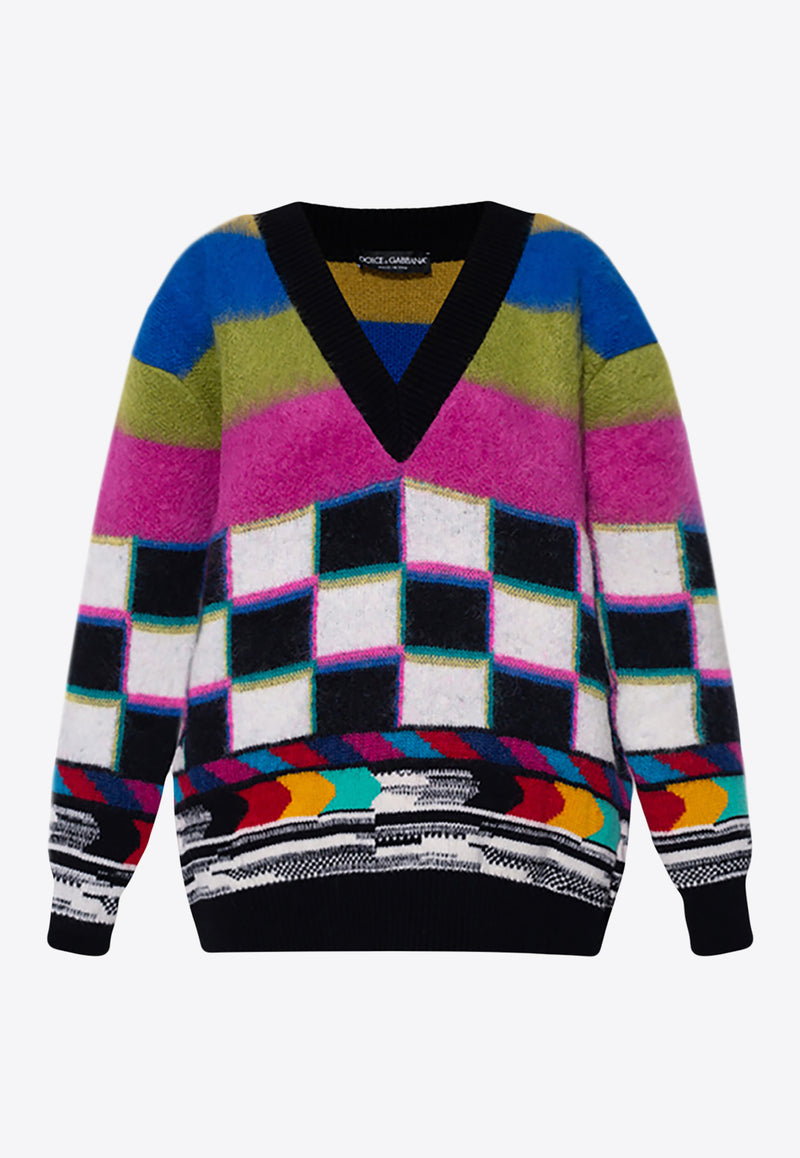 Dolce & Gabbana Graphic Pattern Wool Sweater Multicolor FXE67T JCMN4 S9000