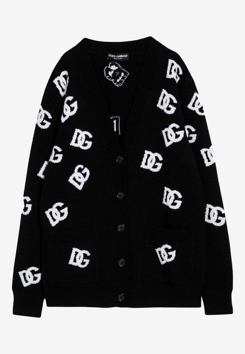 Dolce & Gabbana All-Over Dg Logo Wool Cardigan Black FXJ36TJCVYW/P_DOLCE-N0004