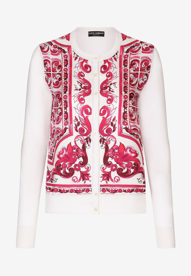 Dolce & Gabbana Majolica Print Silk Cardigan FXL33T JBSE7 H73TN Multicolor