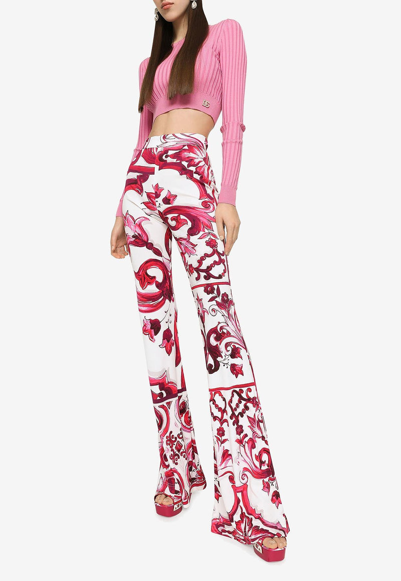 Dolce & Gabbana Rib-Knit Cropped Sweater FXL39T JBSE8 F0663 Pink
