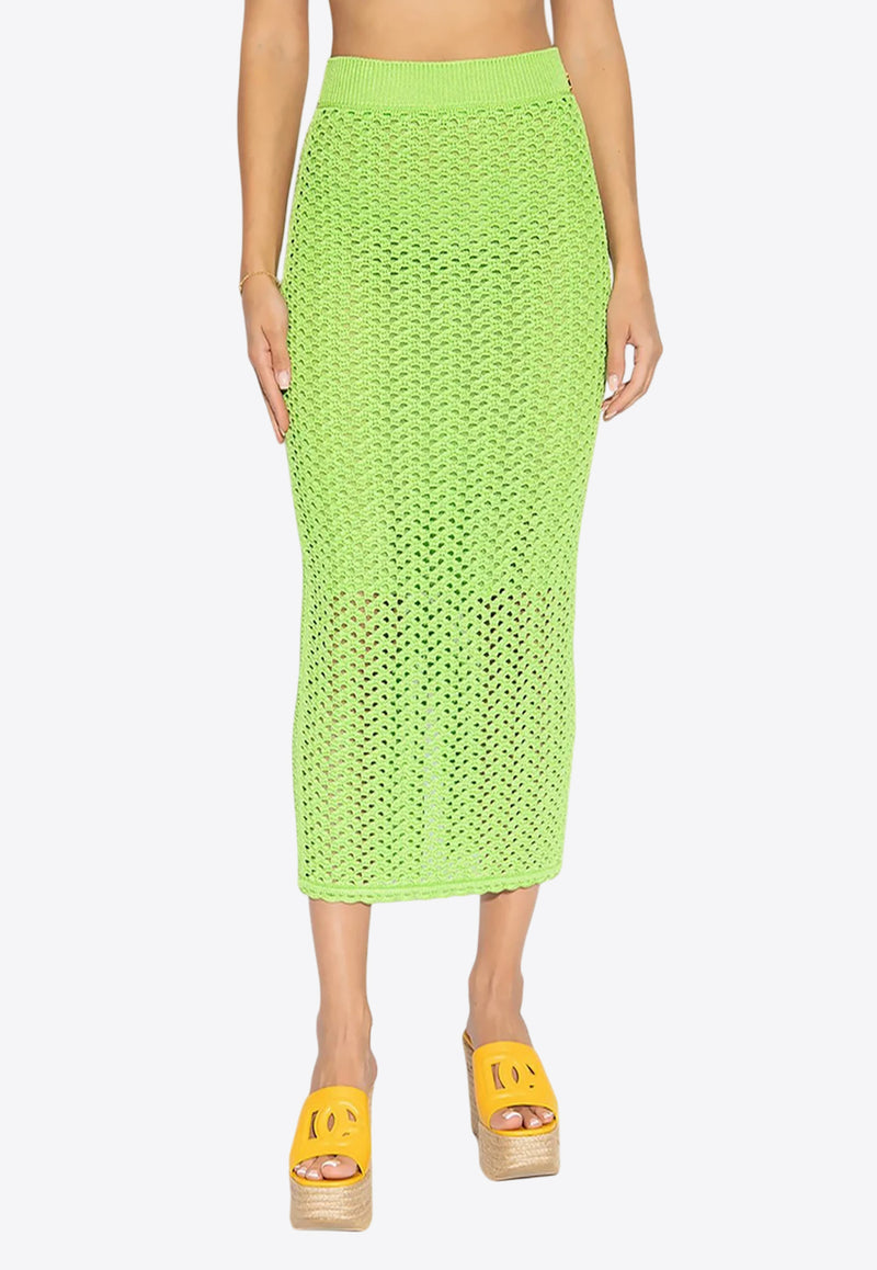 Dolce & Gabbana High-Waist Crochet Knit Midi Skirt Green FXL42T JFMO5 V4061