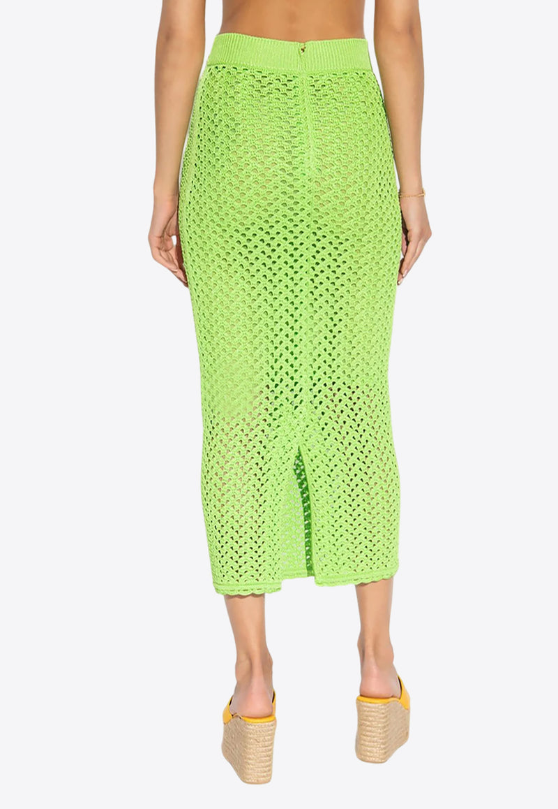 Dolce & Gabbana High-Waist Crochet Knit Midi Skirt Green FXL42T JFMO5 V4061