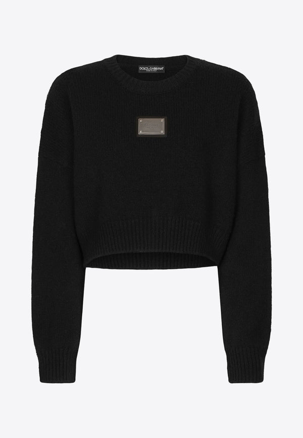 Dolce & Gabbana Logo Plate Knitted Cashmere Sweater Black FXL67T JFMU0 N0000
