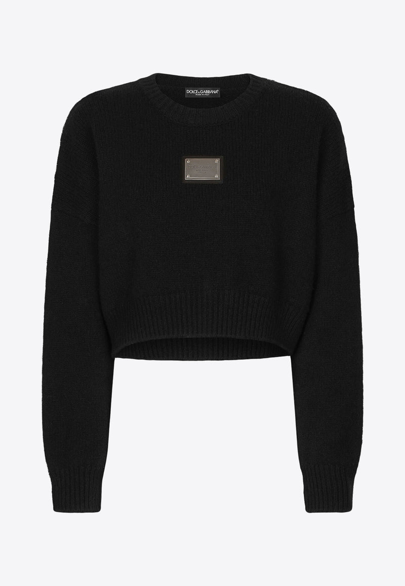 Dolce & Gabbana Logo Plate Knitted Cashmere Sweater Black FXL67T JFMU0 N0000