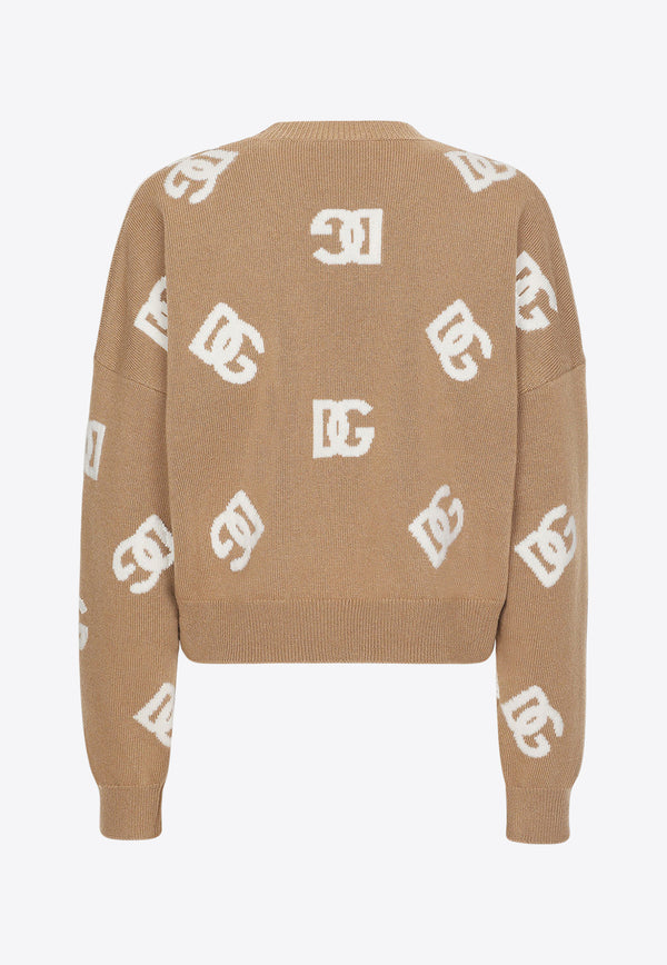 Dolce & Gabbana Logo Intarsia Wool Sweater Beige FXM23T JCVO8 S9000