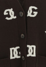 Dolce & Gabbana DG Logo Wool Cardigan Brown FXM24T_JCVO8_S9001
