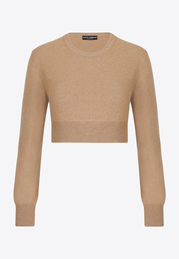 Dolce & Gabbana Wool Cashmere Cropped Sweater Beige FXM28T JFMQ7 M0172