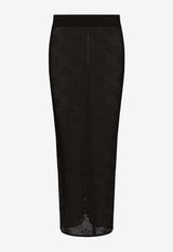 Dolce & Gabbana All-Over Logo Midi Mesh Skirt FXO04T JFMAL N0000