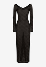 Dolce & Gabbana All-Over Logo Mesh Midi Dress FXS04T JFMAL N0000