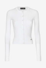 Dolce & Gabbana Ribbed DG Logo Cardigan FXV24T JFMDH W0800 White