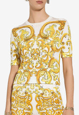 Dolce & Gabbana Majolica Print Knit Top FXX13T JAHKI HG3TN Yellow