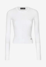 Dolce & Gabbana Ribbed DG Logo Sweater FXX32T JFMDH W0800 White