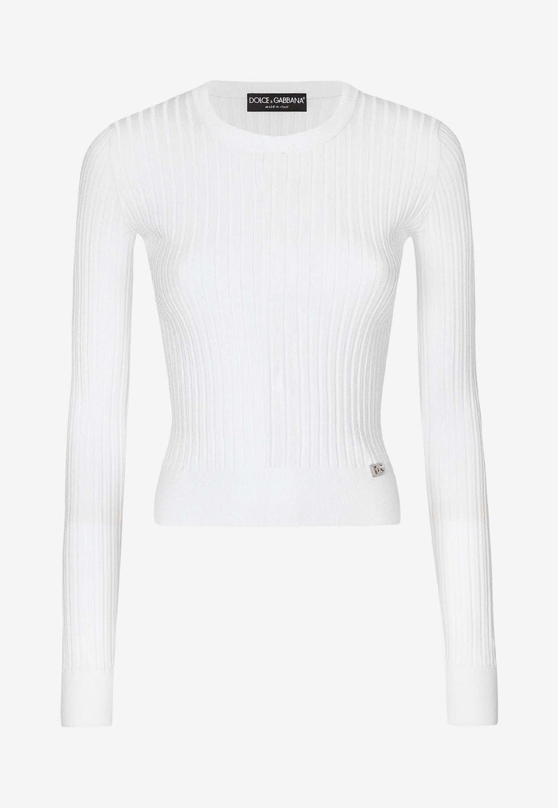 Dolce & Gabbana Ribbed DG Logo Sweater FXX32T JFMDH W0800 White