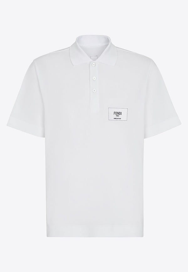 Fendi Logo Patch Detail Polo Shirt FY1131A9RPF0WA0WHITE