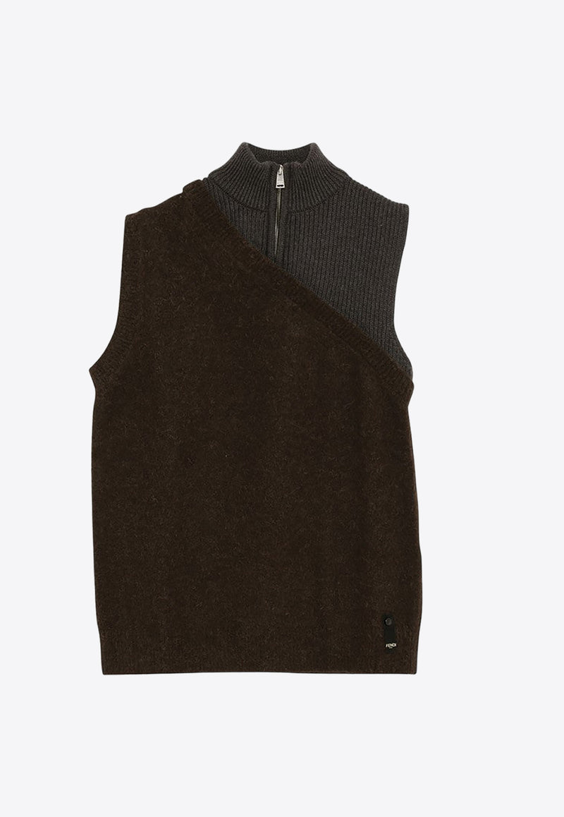 High-Neck Paneled Sweater Vest – THAHAB KW