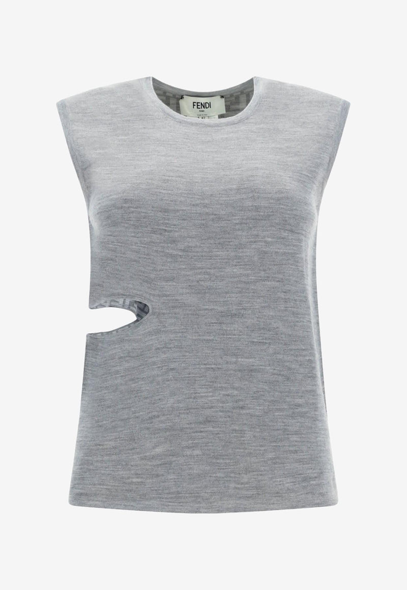 Fendi FF Reversible Tank Top with Cut-Out Gray FZX967ANERF0TAZ_80239