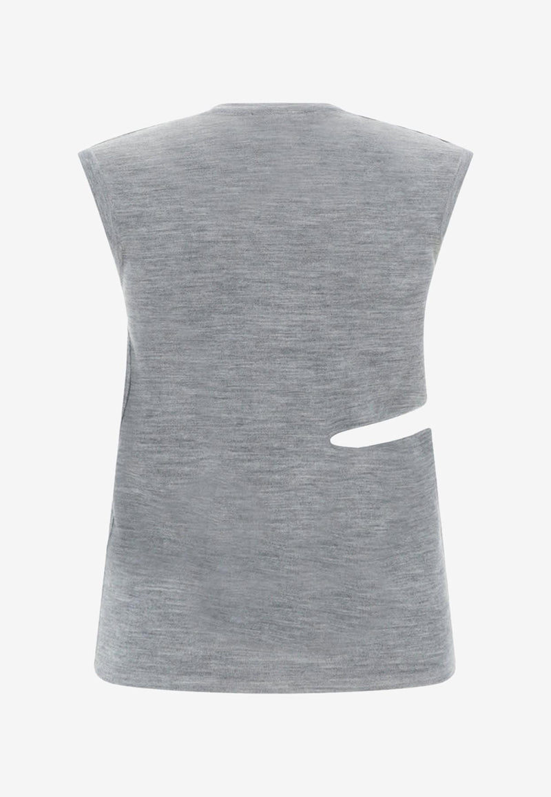 Fendi FF Reversible Tank Top with Cut-Out Gray FZX967ANERF0TAZ_80239