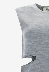 Fendi FF Reversible Tank Top with Cut-Out Gray FZX967ANERF0TAZ_80239