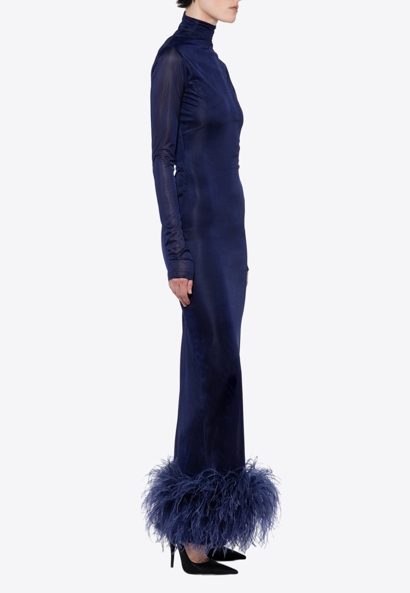 16ARLINGTON Luna Feather Trim Gown G-029-PS24-FNAVY