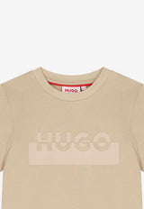 Hugo Boss Kids Boys Split Logo Print T-shirt Beige G00433/249_STONE