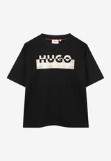 Hugo Boss Kids Boys Split Logo Print T-shirt Black G00435/09B_BLACK