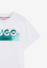 Hugo Boss Kids Boys Split Logo Print T-shirt White G00435/10P_WHITE