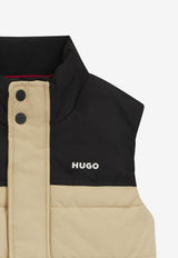 Hugo Boss Kids Boys Logo Print Padded Gilet Multicolor G00482/P90_BEIGE MULT