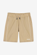 Hugo Boss Kids Boys Logo Track Shorts Beige G00992/23B_STONE