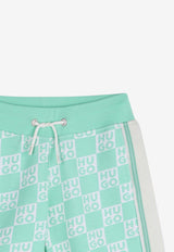 Hugo Boss Kids Boys Monogram Track Shorts Green G00999/72B_GREEN