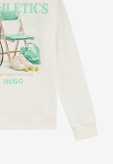 Hugo Boss Kids Boys Fleece Logo Sweatshirt Off-white G01024/153_OFF-WHITE
