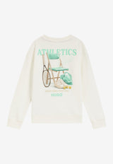Hugo Boss Kids Boys Fleece Logo Sweatshirt Off-white G01024/153_OFF-WHITE