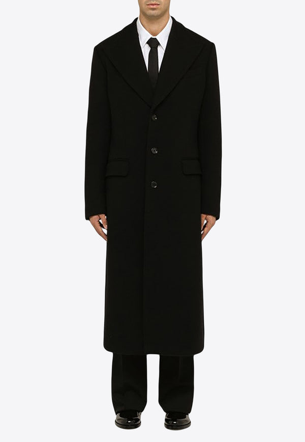 Dolce & Gabbana Single-Breasted Wool Long Coat Black G040VTHU7QV/N_DOLCE-N0000