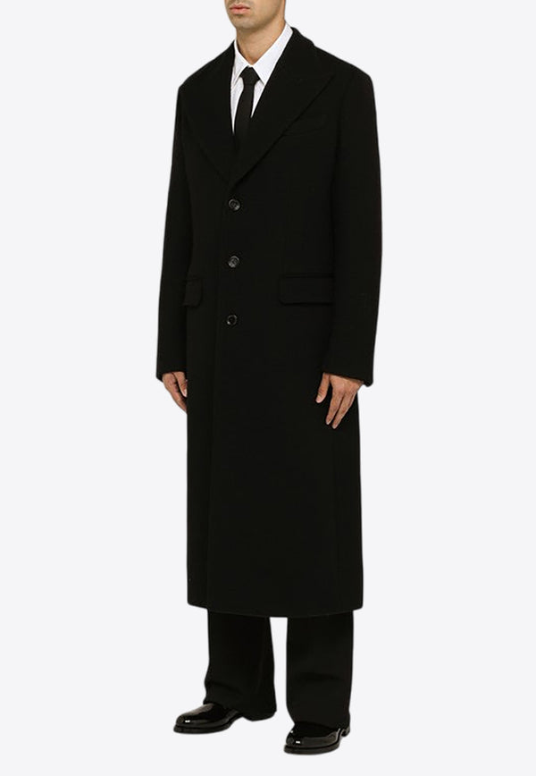 Dolce & Gabbana Single-Breasted Wool Long Coat Black G040VTHU7QV/N_DOLCE-N0000